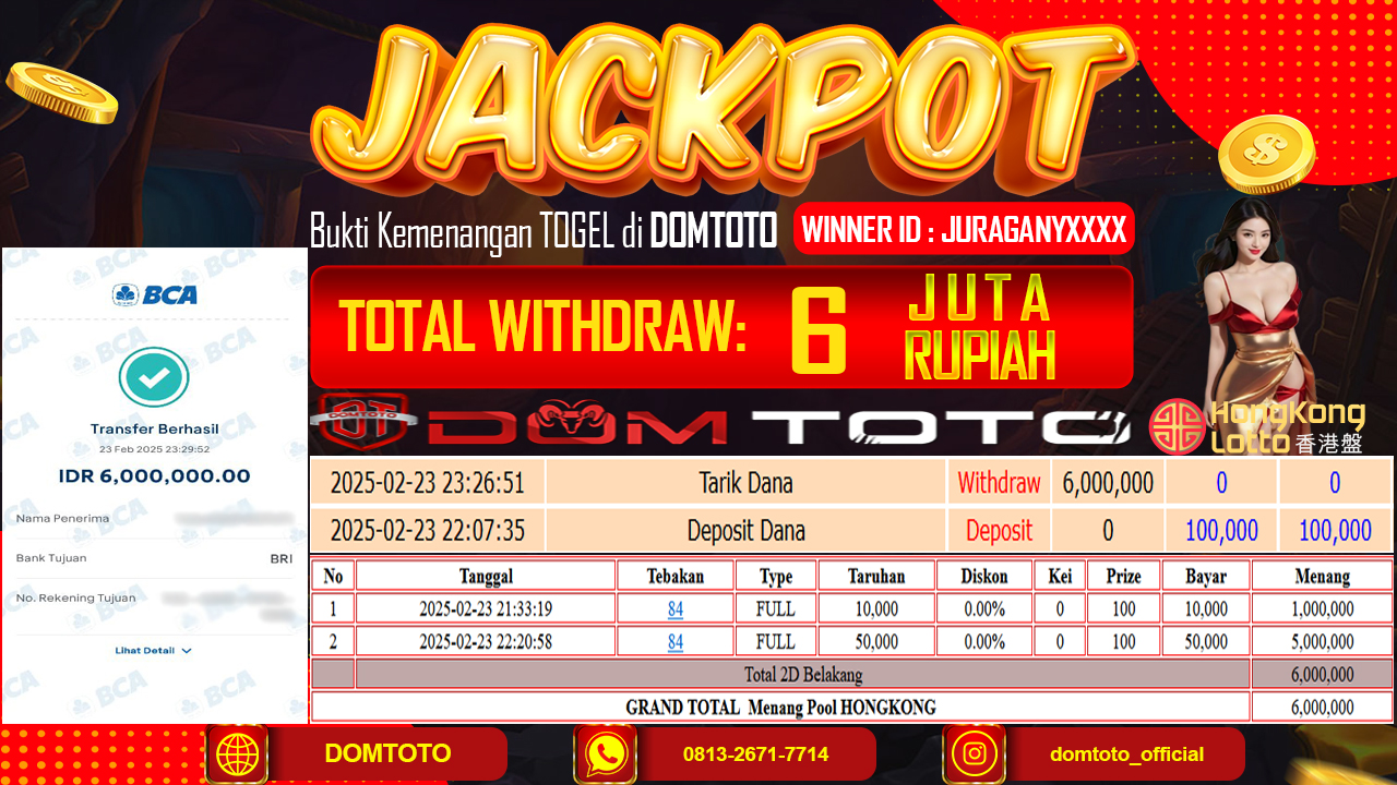 JACKPOT TOGEL HONGKONG 23 FEBRUARI 2025
